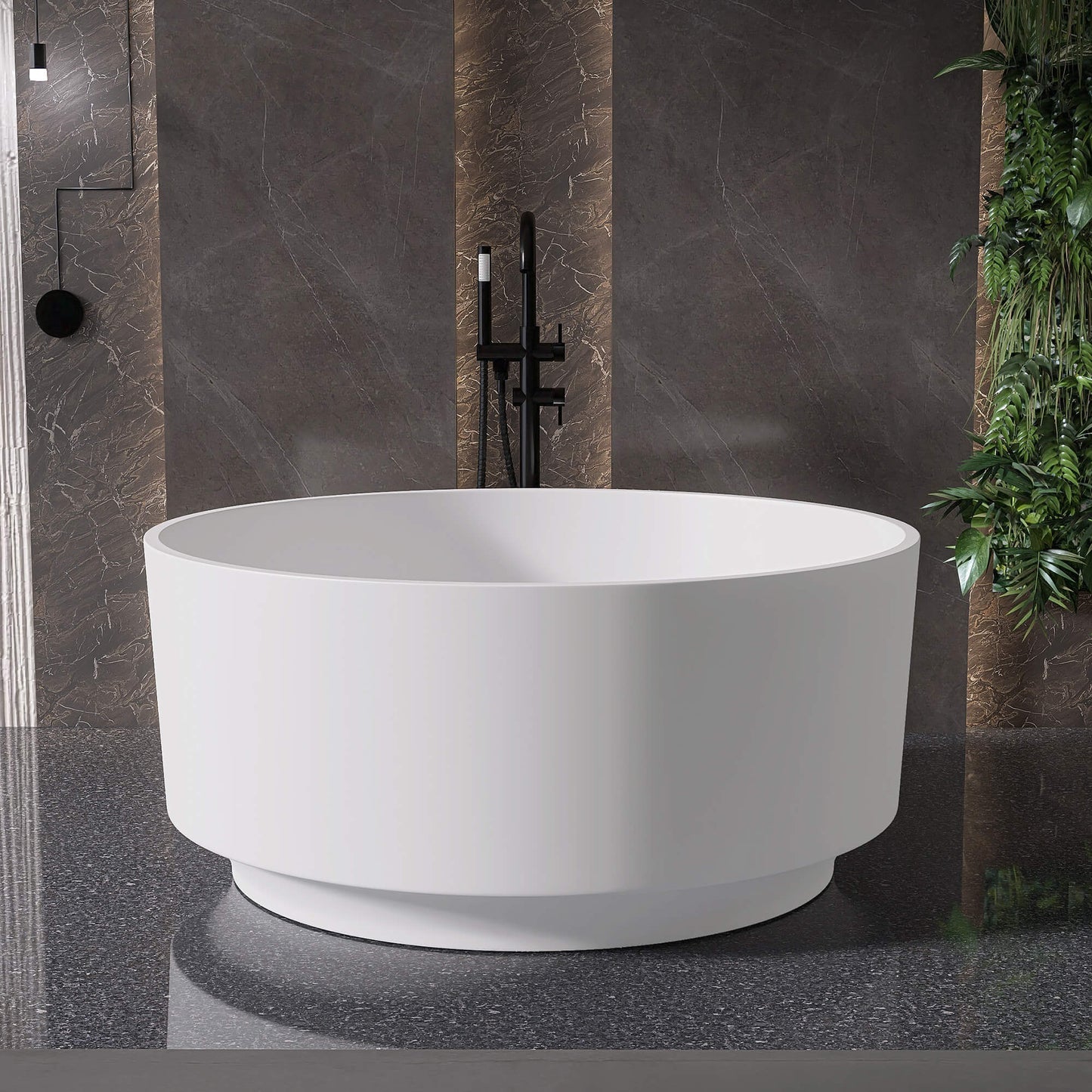 Medunjess 49" Eco-Friendly Round Resin Stone Bathtub