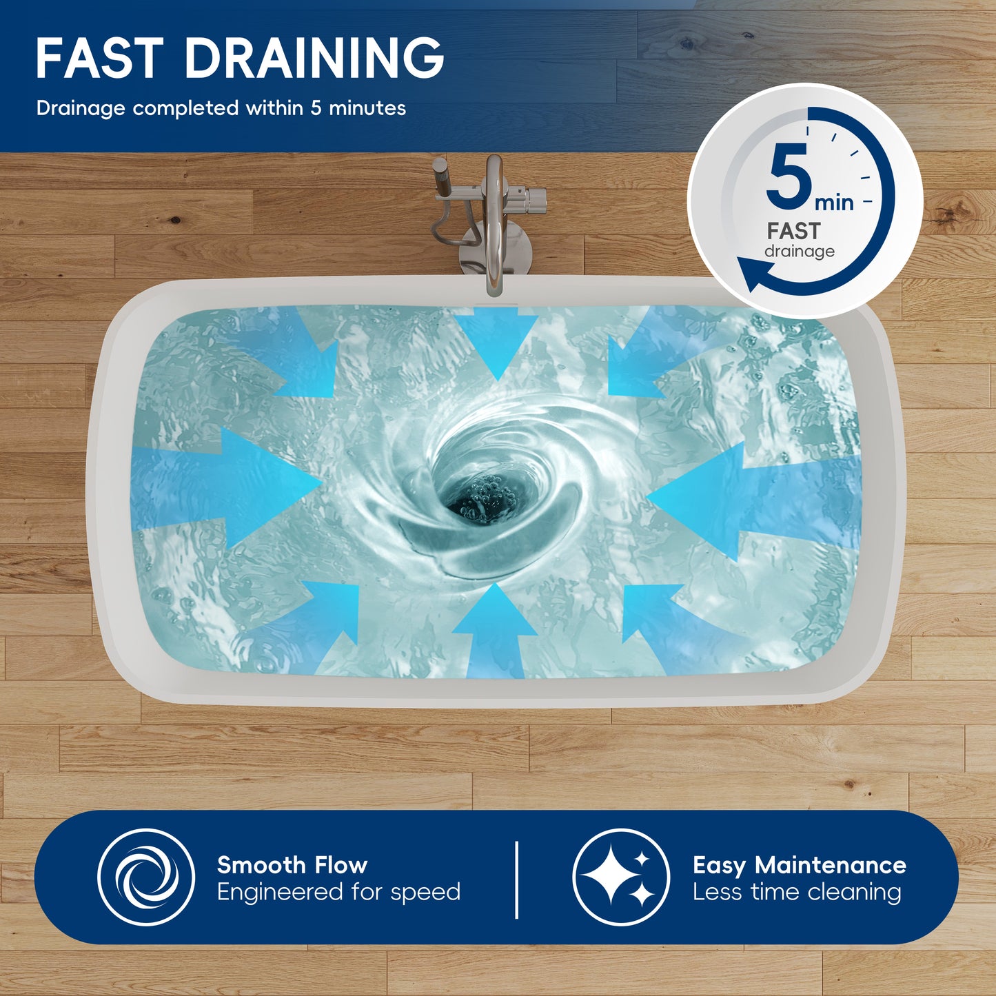 Medunjess 57" Solid Surface Freestanding Bathtub Matte White Ergonomic Resin Stone Bath Tub