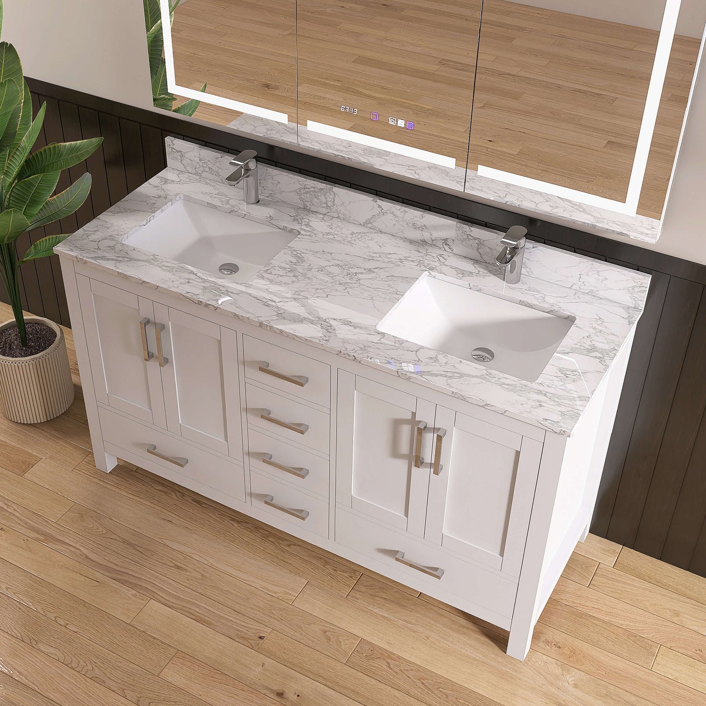Medunjess 59'' Alcove Bathroom Vanities With Double Sink