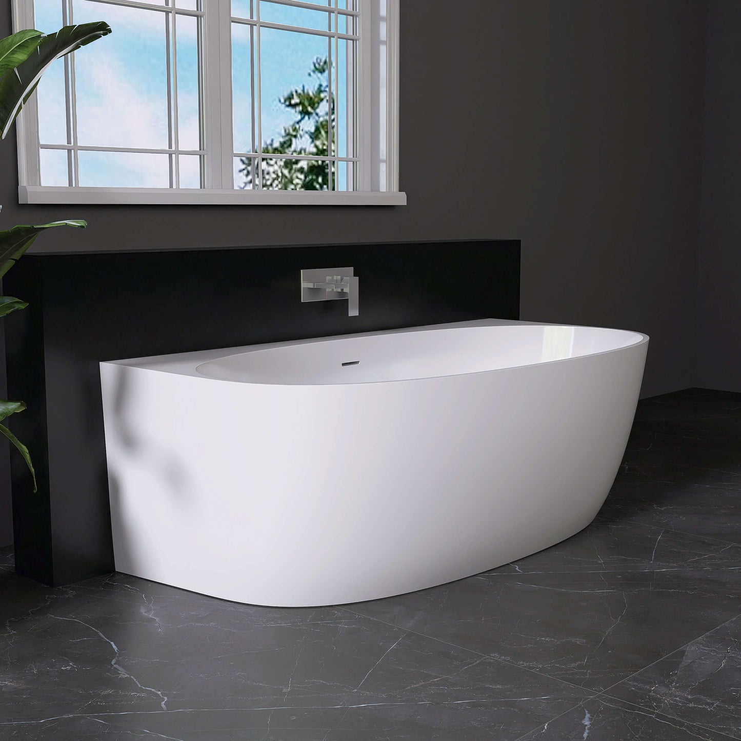 Medunjess 67” Cove Freestanding acrylic bathtub