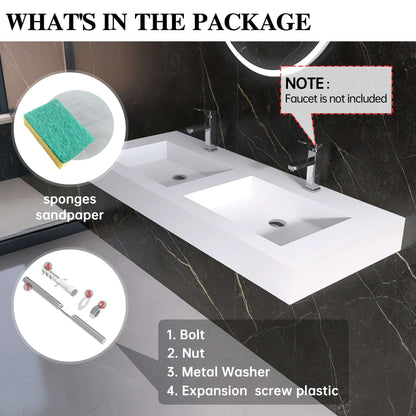 Medunjess 47'' Elytra Wall Mounted Bathroom Sink Solid Surface Sink