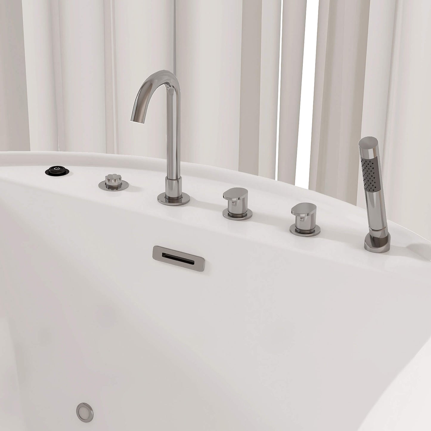 Medunjess 71” Aura Freestanding acrylic massage bathtub，6-nozzle massage