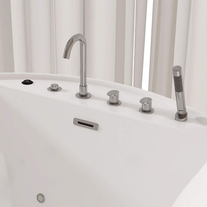 Medunjess 71” Aura Freestanding acrylic massage bathtub，6-nozzle massage