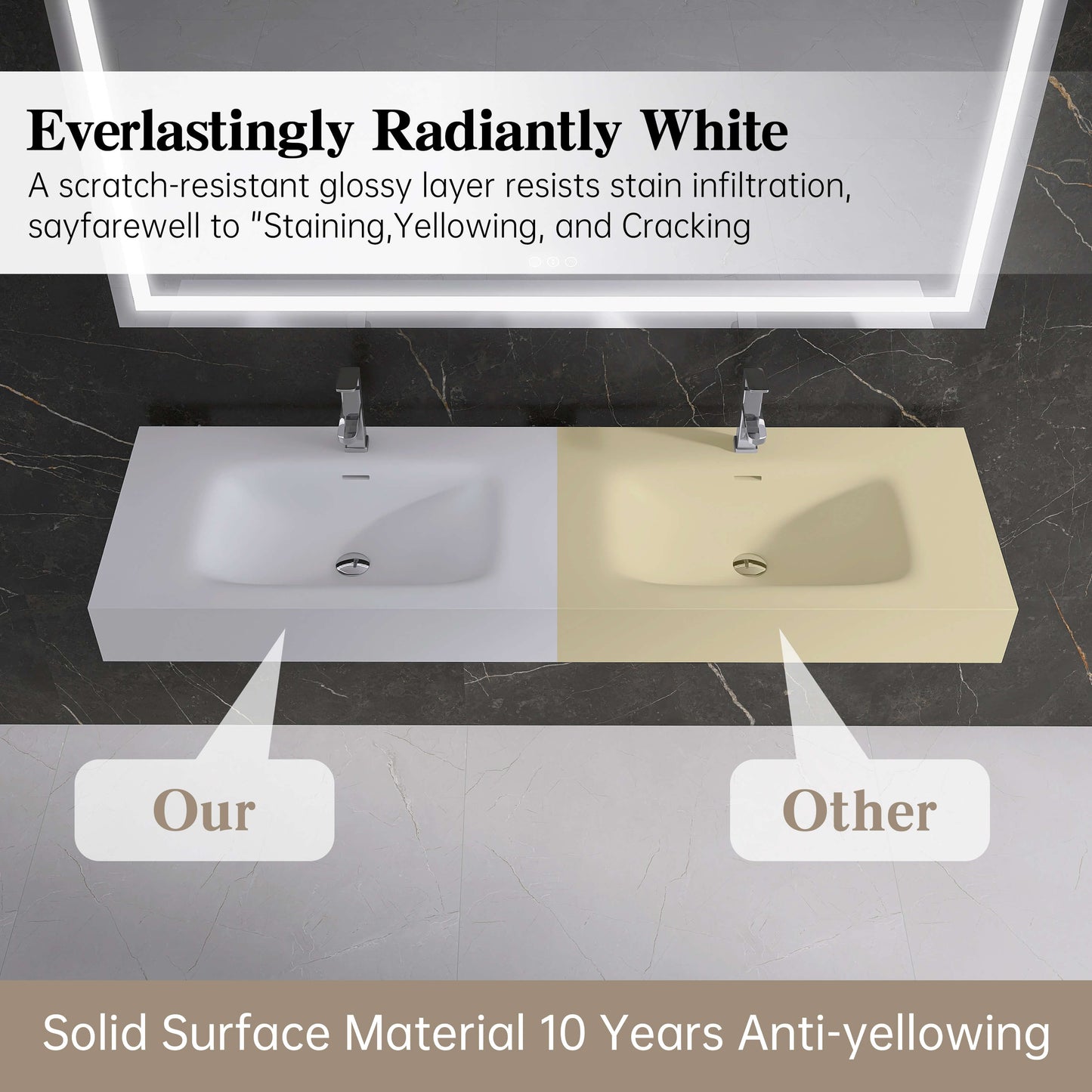 Medunjess 59'' Caelum Wall Mounted Bathroom Sink Solid Surface Sink