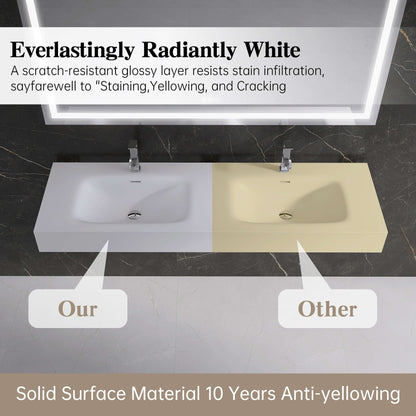 Medunjess 59'' Caelum Wall Mounted Bathroom Sink Solid Surface Sink