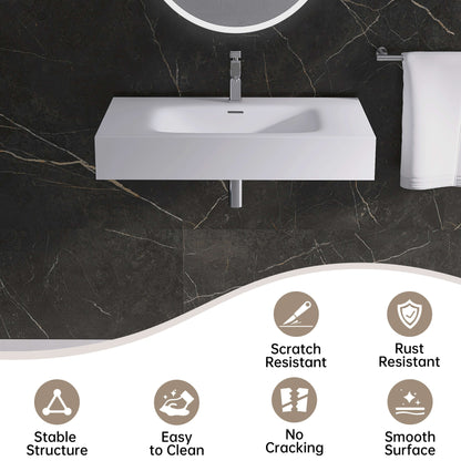 Medunjess 32'' Aether Wall Mounted Bathroom Sink Solid Surface Sink