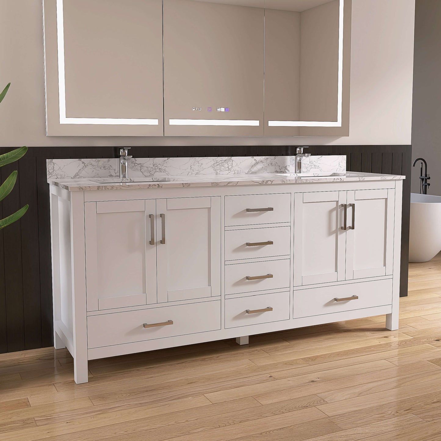 Medunjess 72'' Keystone Bathroom Vanities With Double Sink