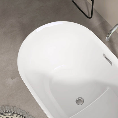 Medunjess 43” Swan Freestanding acrylic bathtub with bench