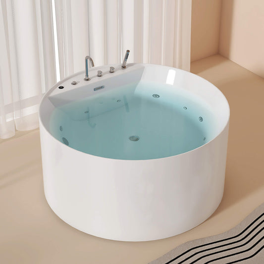 Medunjess 71” Aura Freestanding acrylic massage bathtub，6-nozzle massage