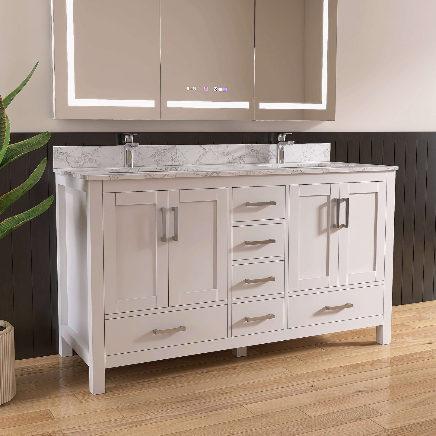 Medunjess 59'' Alcove Bathroom Vanities With Double Sink