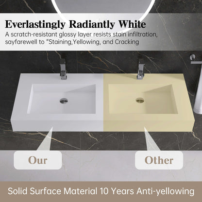 Medunjess 47'' Elytra Wall Mounted Bathroom Sink Solid Surface Sink