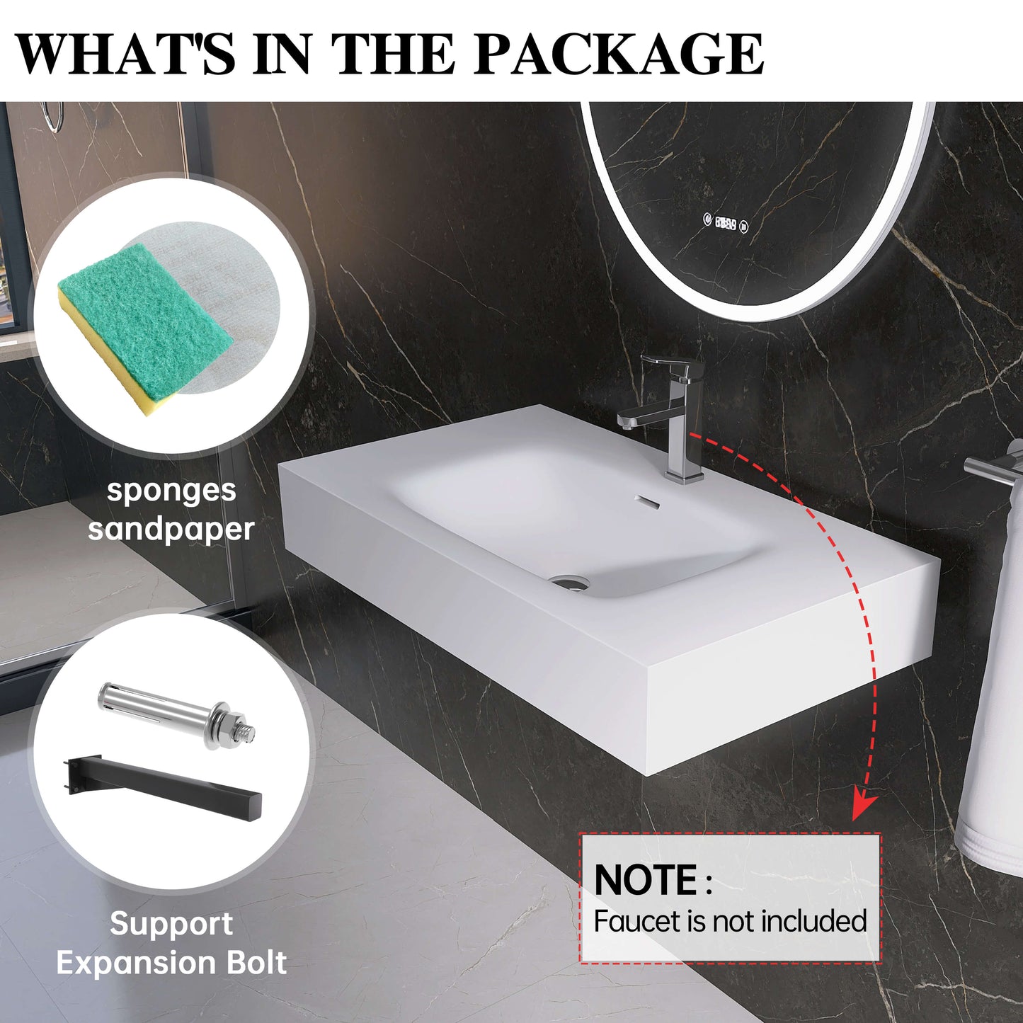 Medunjess 32'' Aether Wall Mounted Bathroom Sink Solid Surface Sink