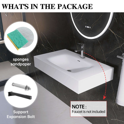 Medunjess 32'' Aether Wall Mounted Bathroom Sink Solid Surface Sink