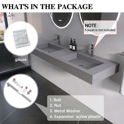 Medunjess 59'' Nimbus Wall Mounted Bathroom Sink Solid Surface Sink