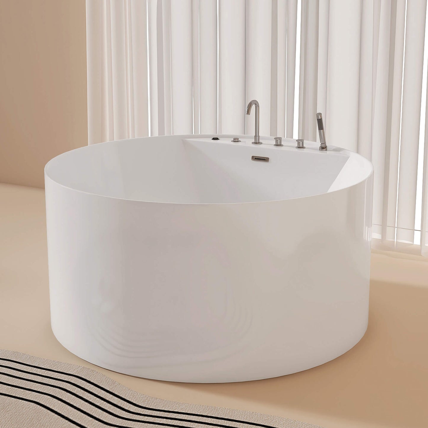 Medunjess 71” Aura Freestanding acrylic massage bathtub，6-nozzle massage