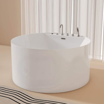 Medunjess 71” Aura Freestanding acrylic massage bathtub，6-nozzle massage