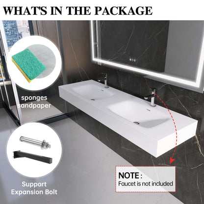 Medunjess 59'' Caelum Wall Mounted Bathroom Sink Solid Surface Sink