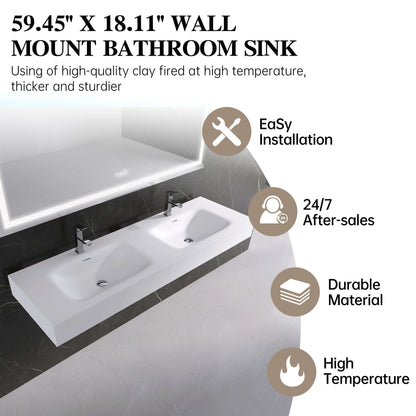 Medunjess 59'' Caelum Wall Mounted Bathroom Sink Solid Surface Sink