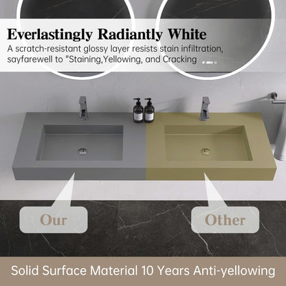 Medunjess 59'' Nimbus Wall Mounted Bathroom Sink Solid Surface Sink