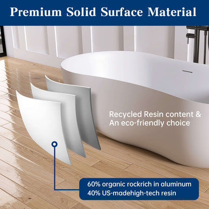 Medunjess Freestanding Bathtub Solid Surface Serenity Wave Bathtub
