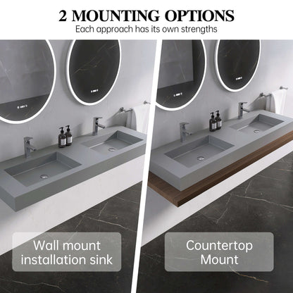 Medunjess 59'' Nimbus Wall Mounted Bathroom Sink Solid Surface Sink