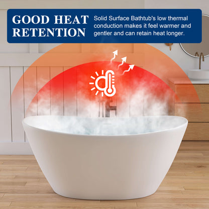 Medunjess 59'' Obelisk Freestanding Bathtub Solid Surface Stone