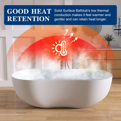 Medunjess Freestanding Bathtub Solid Surface Serenity Wave Bathtub