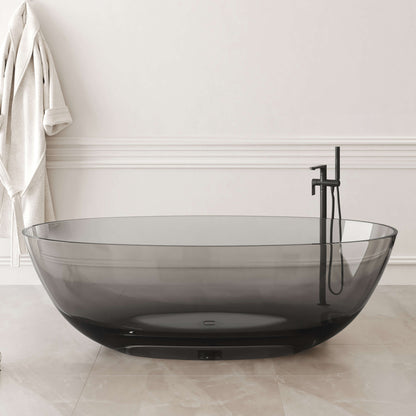 Medunjess 71" Freestanding Soaking Bahtutb Solid Surface Stone Resin Soaking Bathtub,Grey