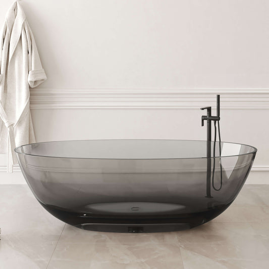 Medunjess 71" Freestanding Soaking Bahtutb Solid Surface Stone Resin Soaking Bathtub,Grey