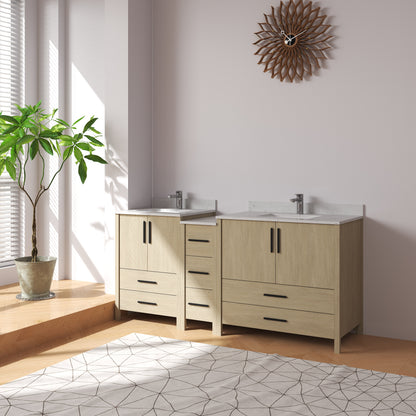 Medunjess 84'' Matrix Bathroom Vanities Sets With White Granite Top