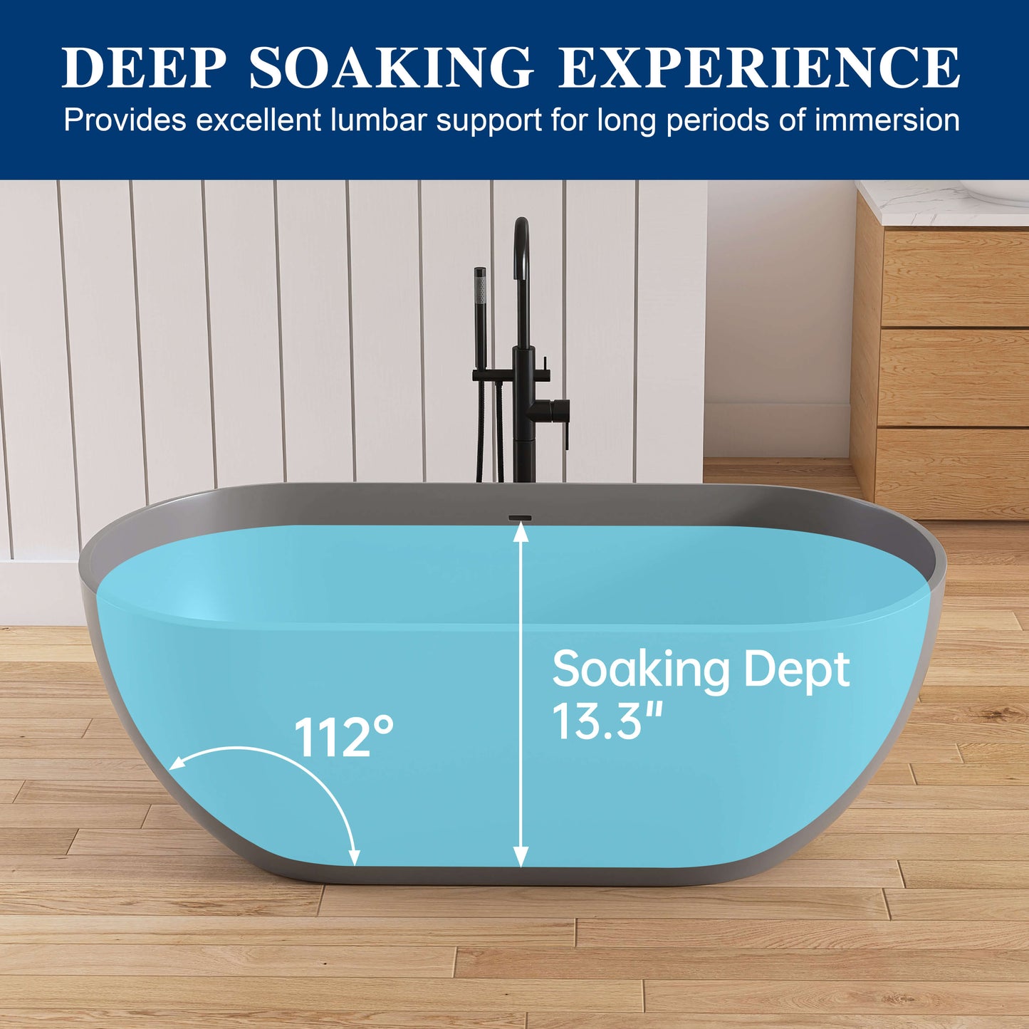 Medunjess 59'' Freestanding immersion solid surface bathtubs