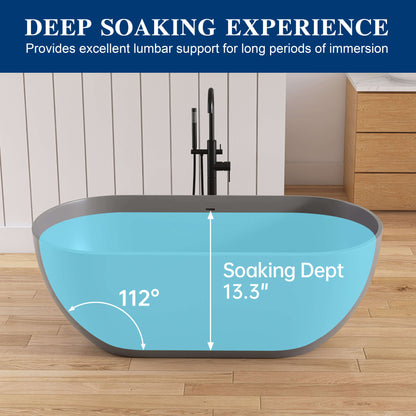 Medunjess 59'' Freestanding immersion solid surface bathtubs