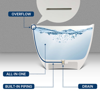 Medunjess 59'' Freestanding immersion solid surface bathtubs