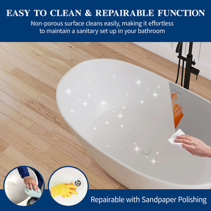 Medunjess 59'' Obelisk Freestanding Bathtub Solid Surface Stone