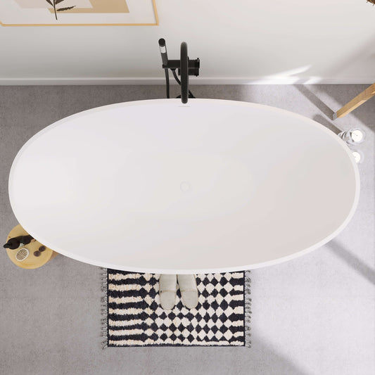 71" Freestanding Soaking Bahtutb Solid Surface Stone Resin Soaking Bathtub