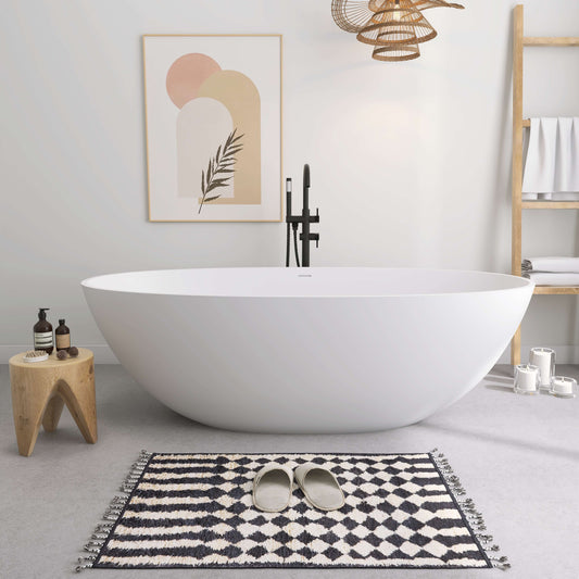 71" Freestanding Soaking Bahtutb Solid Surface Stone Resin Soaking Bathtub