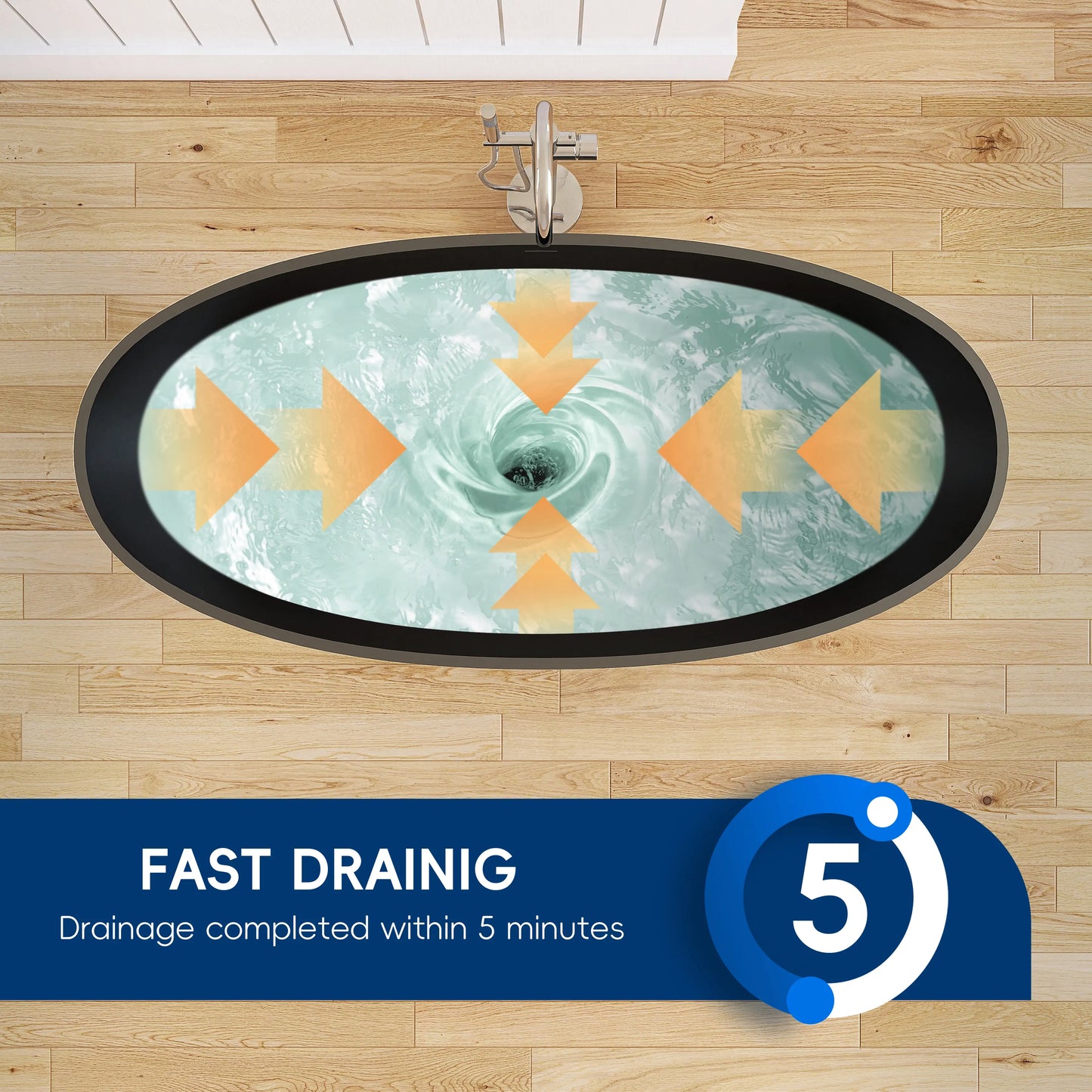Medunjess 65'' Oval Luxury Resin Stone Soaking Tub,Black