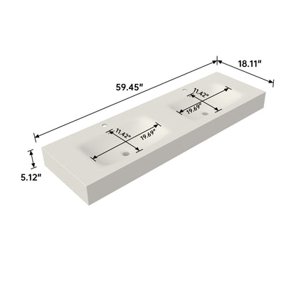 Medunjess 59'' Caelum Wall Mounted Bathroom Sink Solid Surface Sink