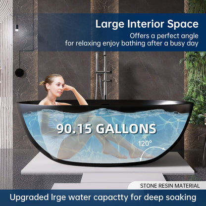 Medunjess 67'' Stone Resin Solid Surface Matte Flatbottom Freestanding Bathtub