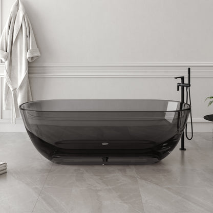 Medunjess 69" Minimalist Seamless Solid Surface Soaking Freestanding Oval Bathtub