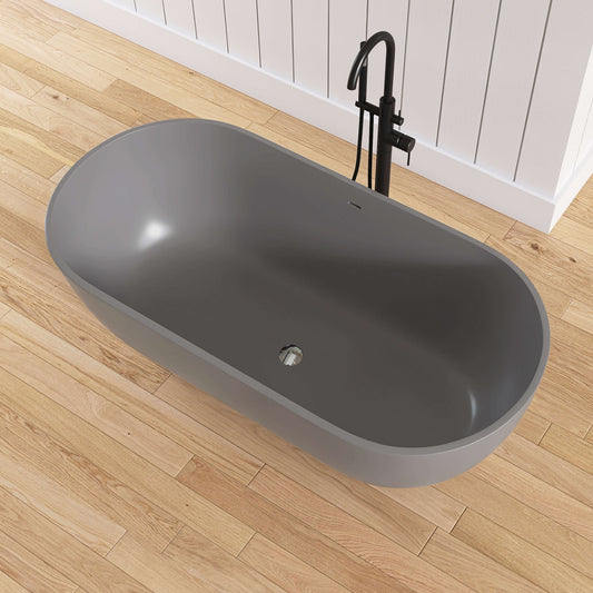 Medunjess 59'' Freestanding immersion solid surface bathtubs