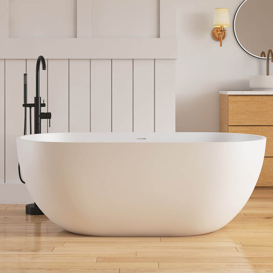 Medunjess 59'' Freestanding immersion solid surface bathtubs