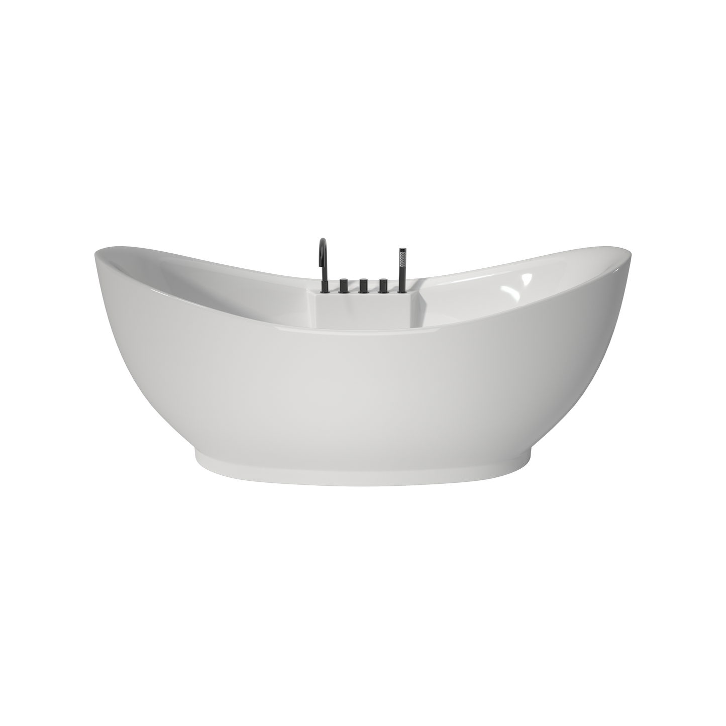 Medunjess 71" Modern Freestanding Acrylic Soaking Air Massage Bathtub with Matte Black 5-Piece Faucet Set, One-Touch Control Panel, Blue LED Chromatherapy Light & Air Bubble Bath