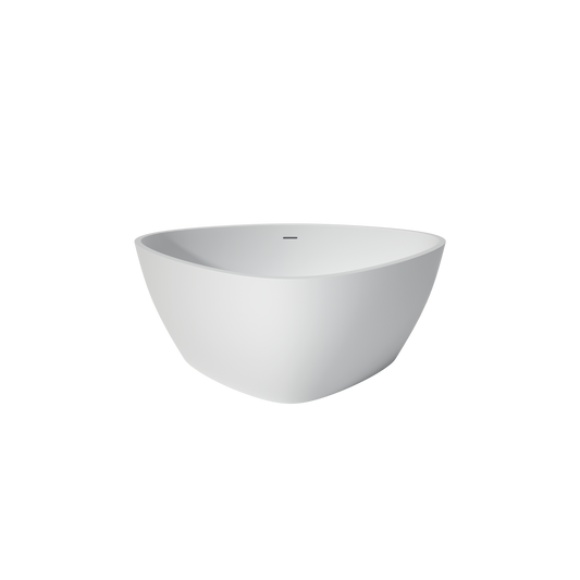 Medunjess 55" Triangular Solid Surface Artificial Stone Soaking Tub with Overflow