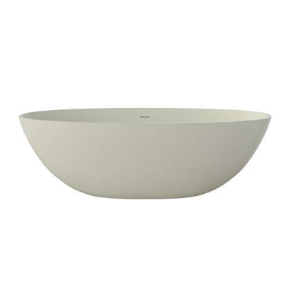 Medunjess 65" White Oval Luxury Freestanding Solid Surface Resin Stone Soaking Tub