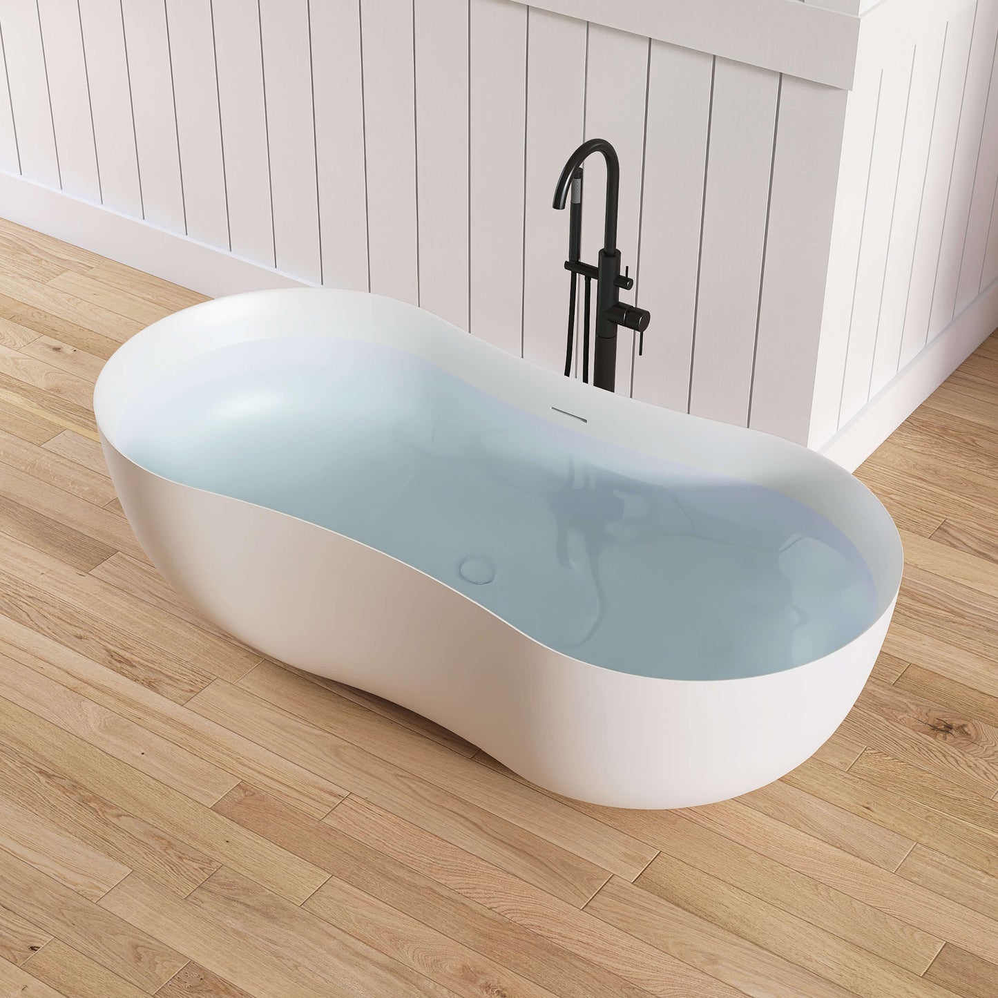 Medunjess Freestanding Bathtub Solid Surface Serenity Wave Bathtub