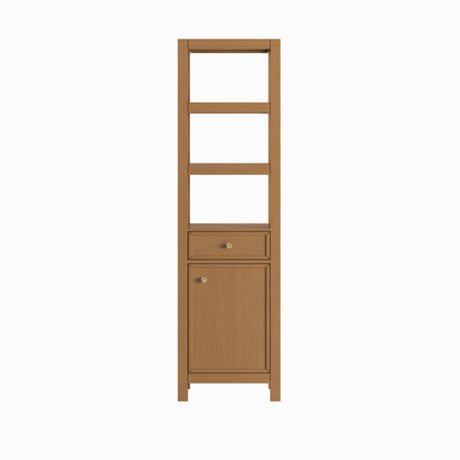 Medunjess 71" Modern Freestanding Bathroom Tall Linen Cabinet,Straight Grain White Oak Finish with Brushed Gold & Matte Black Hardware