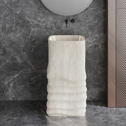 Medunjess 16.5"x33.4" Modern Sculptural Fold Pedestal Bathroom Sink