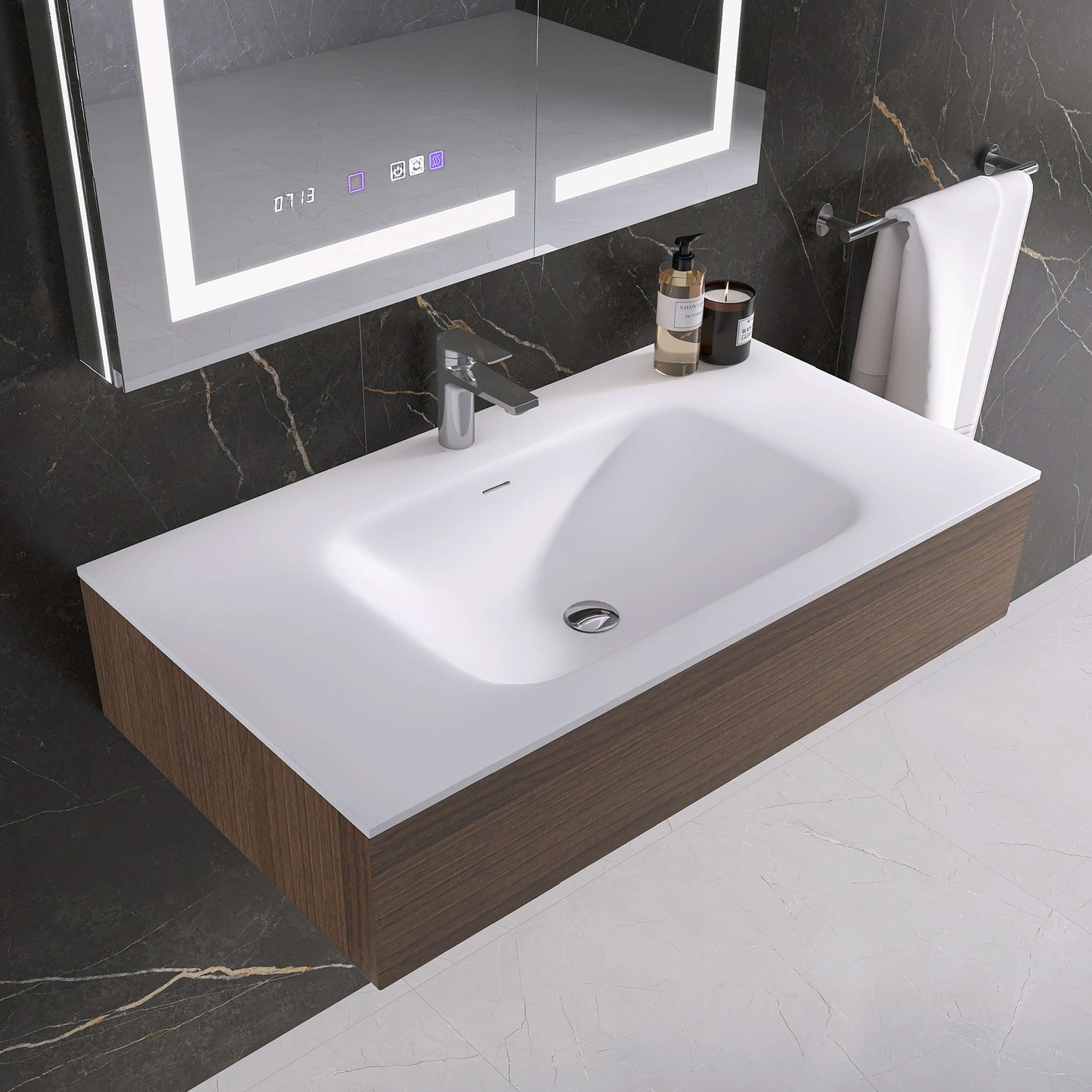 Medunjess 39''Etherea Wall Mounted Bathroom Sink Solid Surface Sink