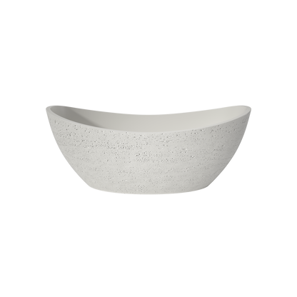 Medunjess 73" Luxury Artificial Stone Travertine Freestanding Bathtub in Linen
